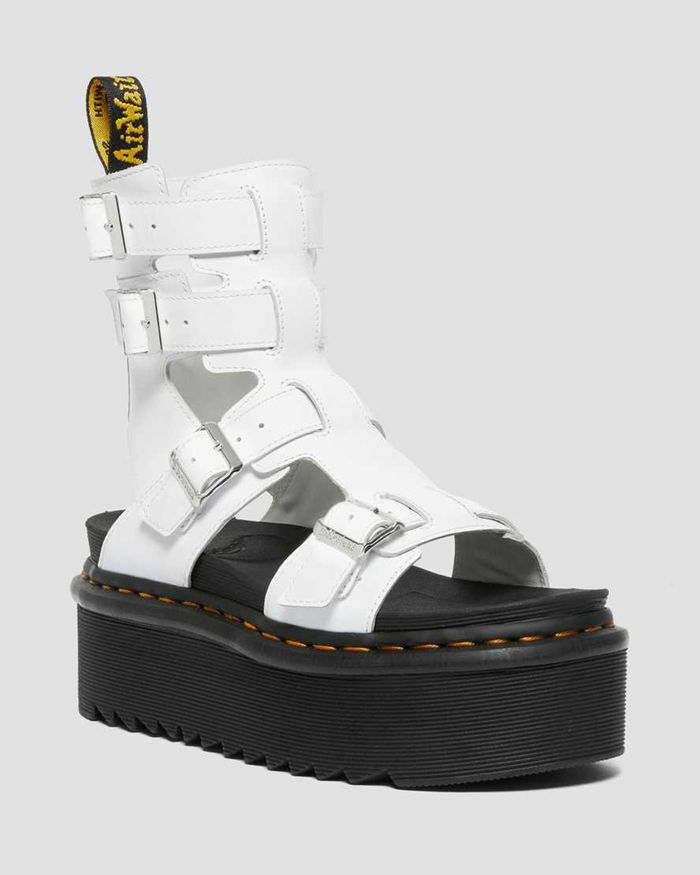 Dr Martens Womens Giavanna Leather Platform Gladiator Sandals White - 05319ZPYJ